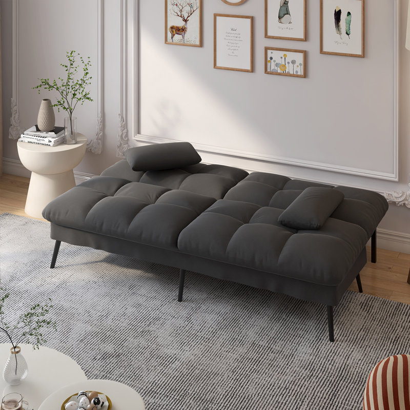 Richas Convertible Futon Sofa Bed, 68″Fabric Futon Couch with Adjustable Backrest, Loveseat Futon Sleeper Recliner for Living Room Furniture