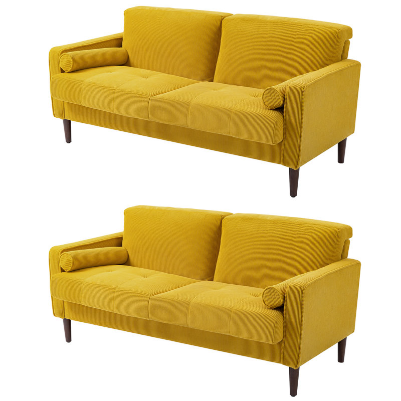 Carmelinda 62.6'' Corduroy Sofa, Yellow Corduroy