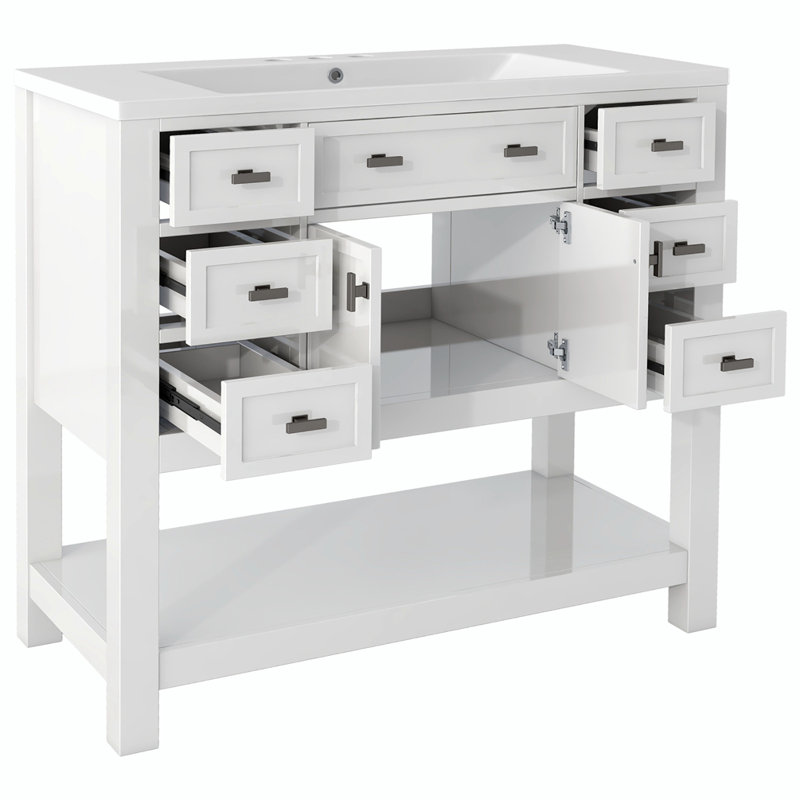 Meuble-lavabo 36 po avec lavabo supérieur, Blanc