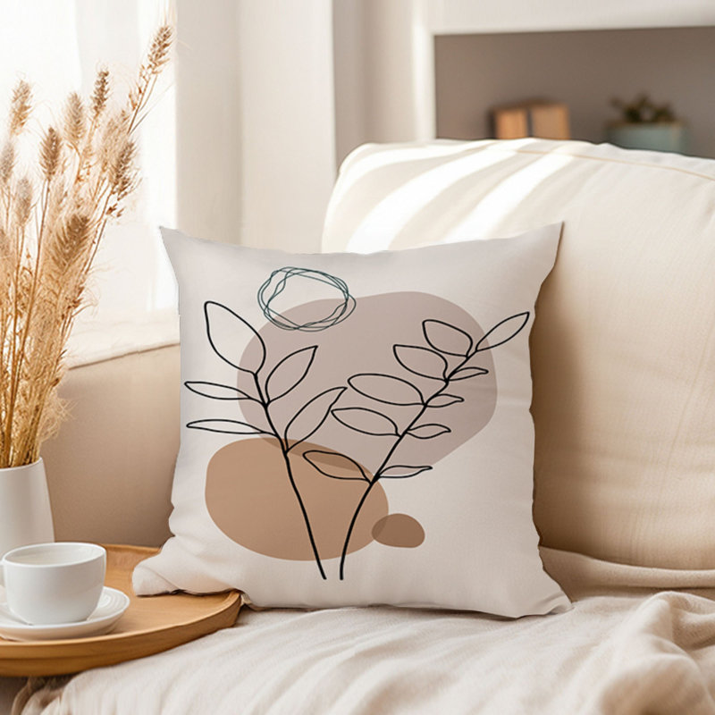 Botanical Two Leaves Bohemian Boho Leaf, 16" x 16"