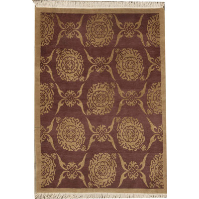 Hand-Knotted High-Quality Rust and Yellow Area Rug