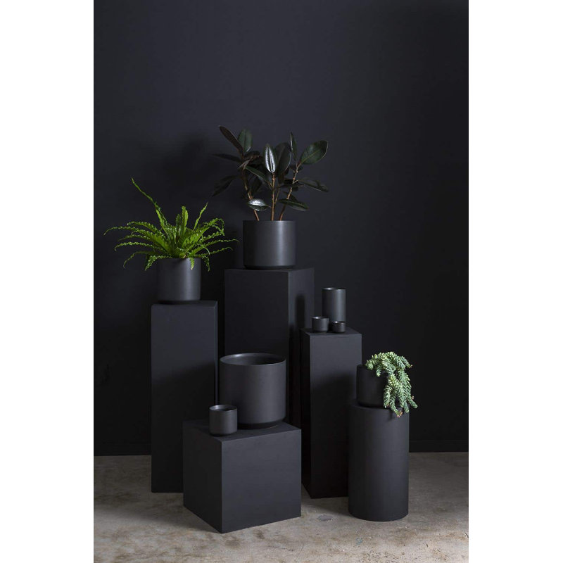 Parsons Handmade Ceramic Pot Planter, Black, 2" H x 2.5" W x 2.5" D