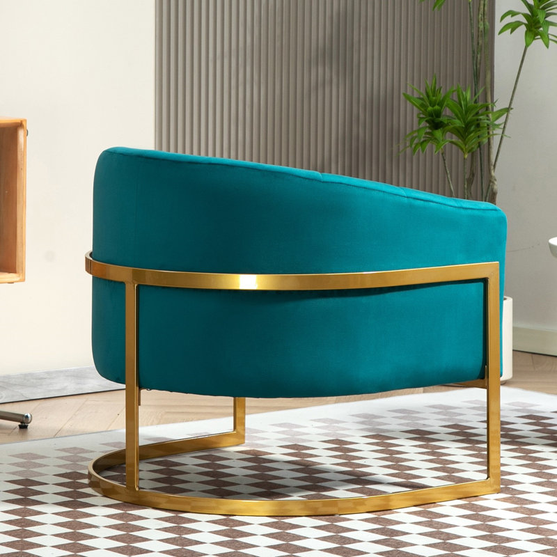 Fauteuil en velours doré, Bleu vert