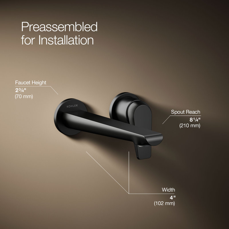 Avid Single-Handle Wall-Mount Bathroom Sink Faucet, Matte Black