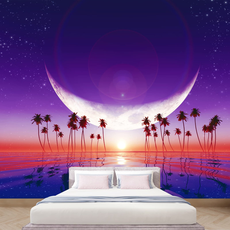 Papier peint autocollant Big Moon, L 100 po x l 144 po