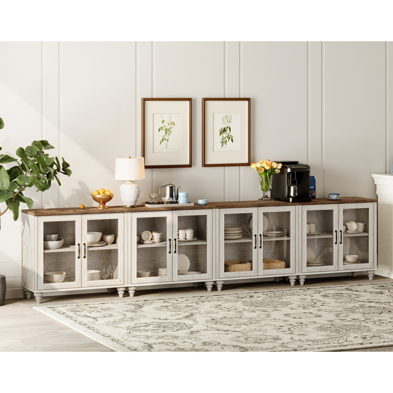 Scarlett 135.4'' Sideboard, Rustic White/Brown