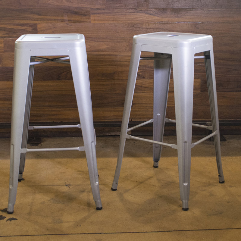 Natascha Steel Counter Stool, Silver