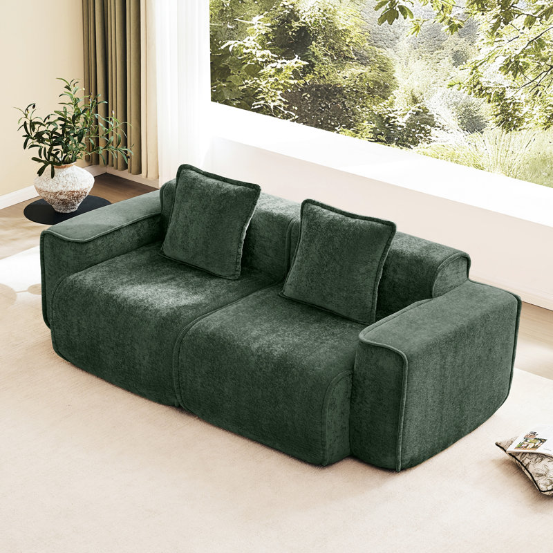 Velours modulaire à 2 places avec tissu usé, détails exquis et canapé confortable sans assemblage requis, coussins