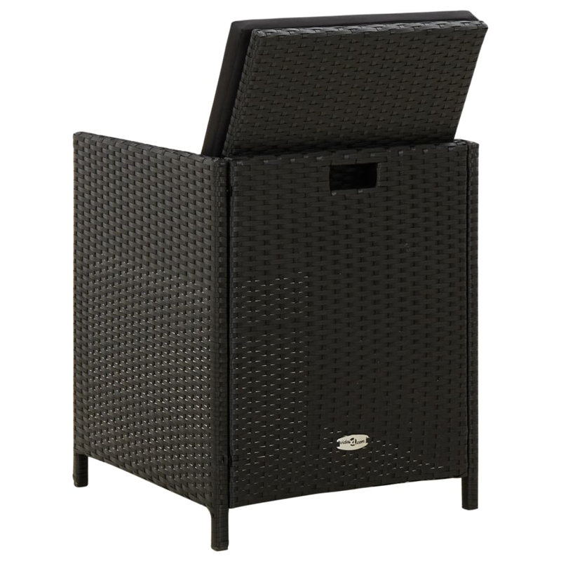 Chaise de patio avec coussin, Noir, Noir