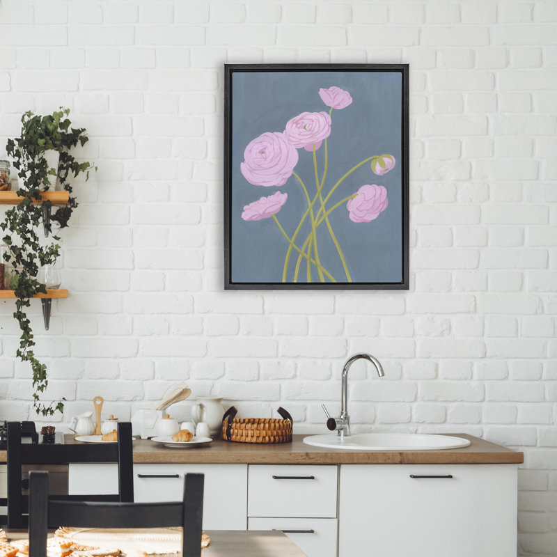 Cadre flottant Dusty Posies Botanicals, design par Grace Popp, Cadre flottant noir de jais, H 21 po x l 17 po