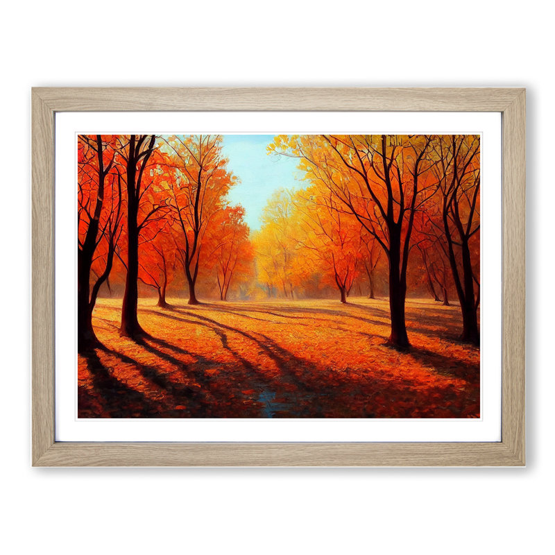 Autumn Forest Painting Vol.1 - Single Picture Frame Print, 46cm H x 64cm W, Grey