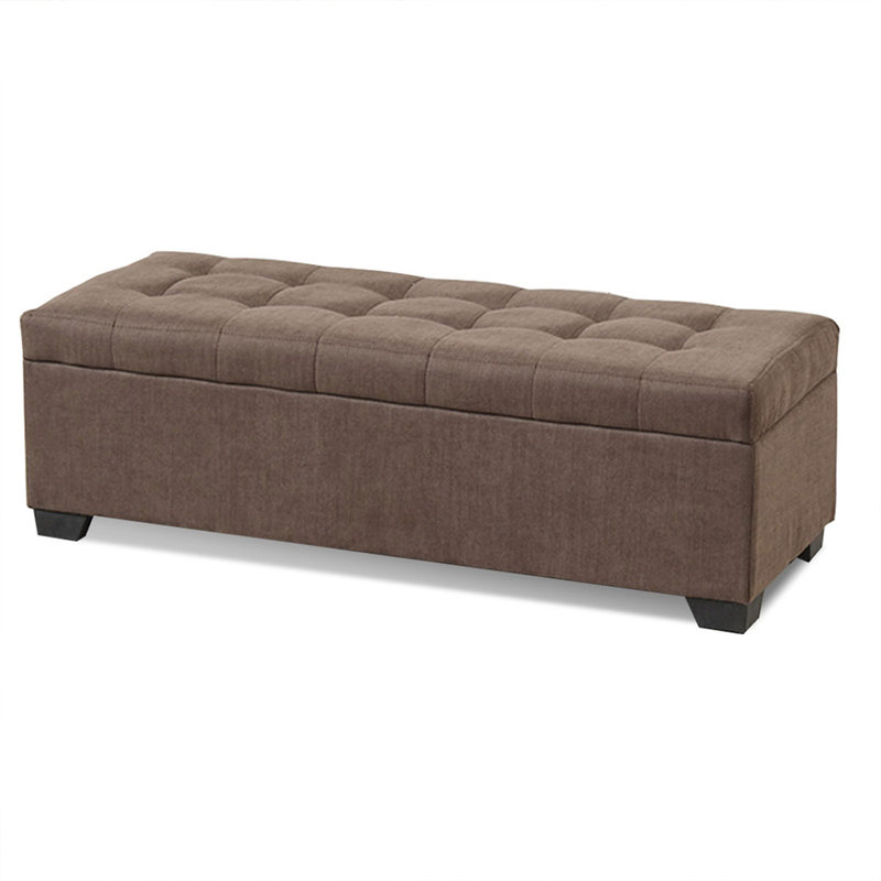 Long banc de rangement en tissu et tissu d'ameublement Coffee, Café, 15.75"H x 55.12"L x 17.72"D