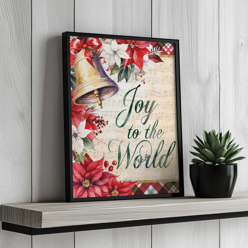 «Joy to the World Bell» par Nicole DeCamp, reproduction d'art, L 30 x H 40, Tanné, Impression encadrée