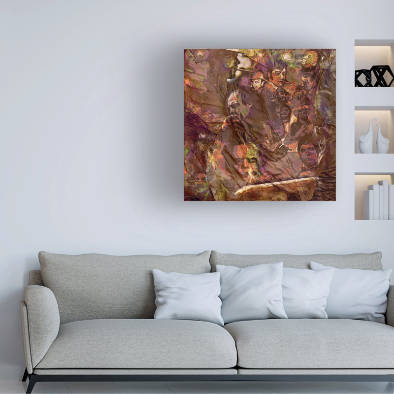 18" x 18" Brown and Red Canvas Sports Art