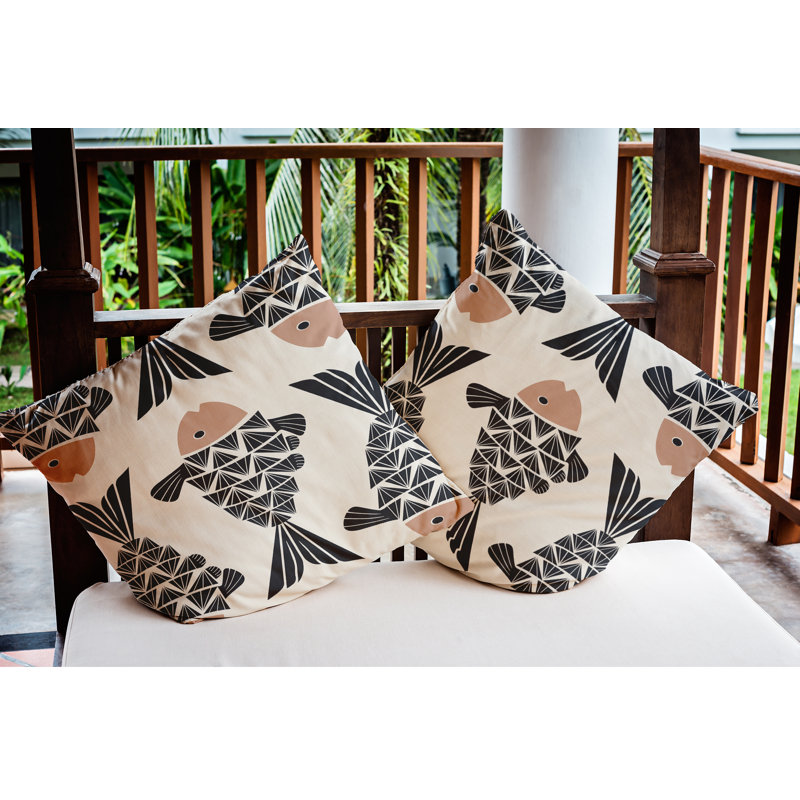 Big Fish Coastal Pillow Cover and Insert, Mauve, 18" x 18"