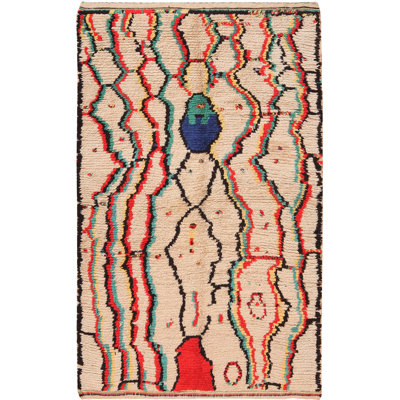 Nazmiyal Collection Vintage Berber Moroccan Rug 4ft 2in X 6ft 8in