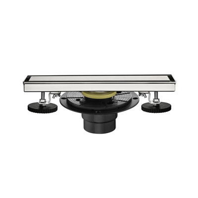 Drain de douche linéaire en nickel brossé avec crépine et pieds niveleurs - Drain de plancher en acier inoxydable 12 po pour rénovation de salle de bain