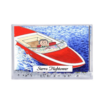 Personalized Powerboat - Female MINI Snow Globe Frame Gift