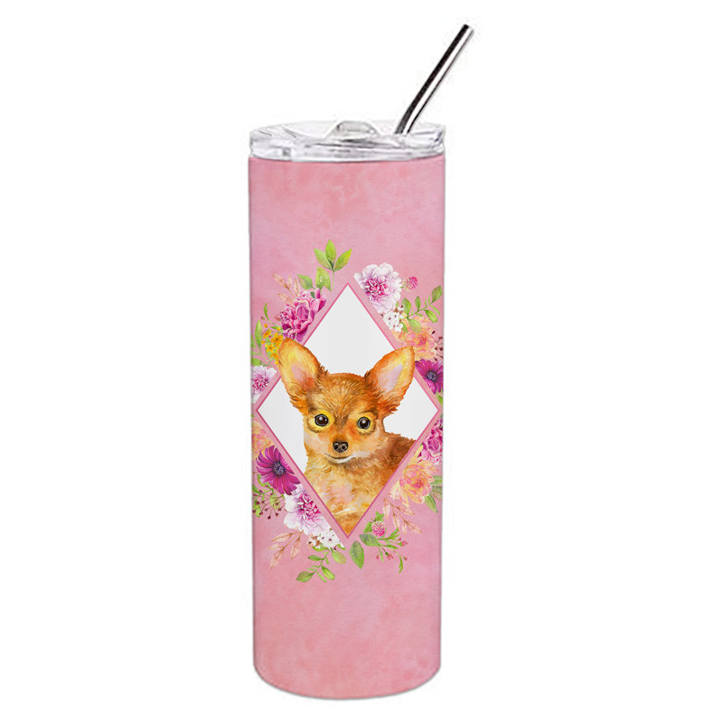 E23BF9F8391D466E9CA4F8DFEBD9A7DB de verre 20 oz à double paroi en acier inoxydable chiot, Terrier jouet, Rose