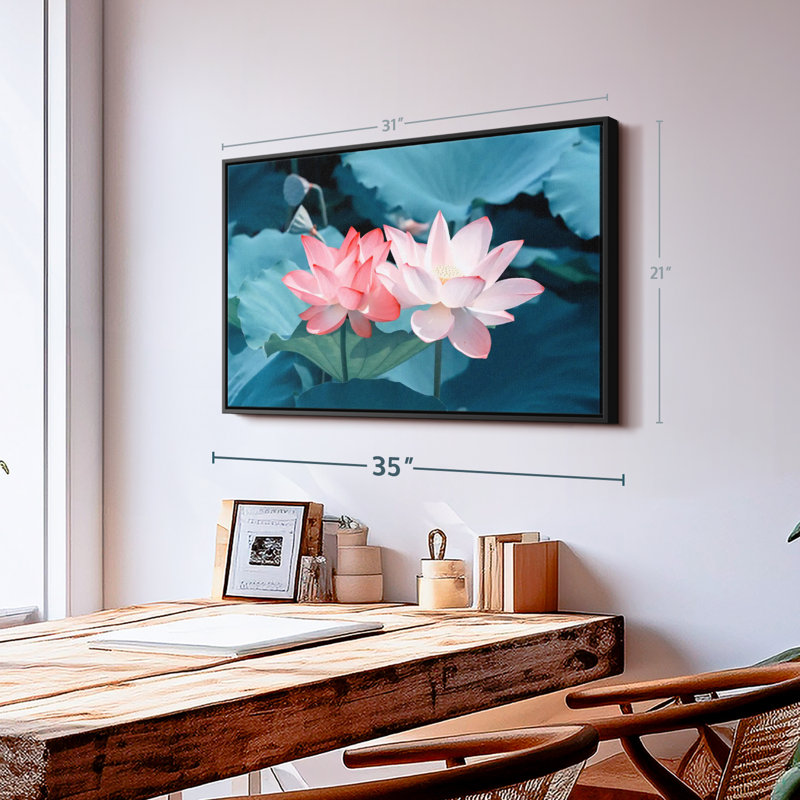 Paire de fleurs de lotus, H 21 po x l 31 po