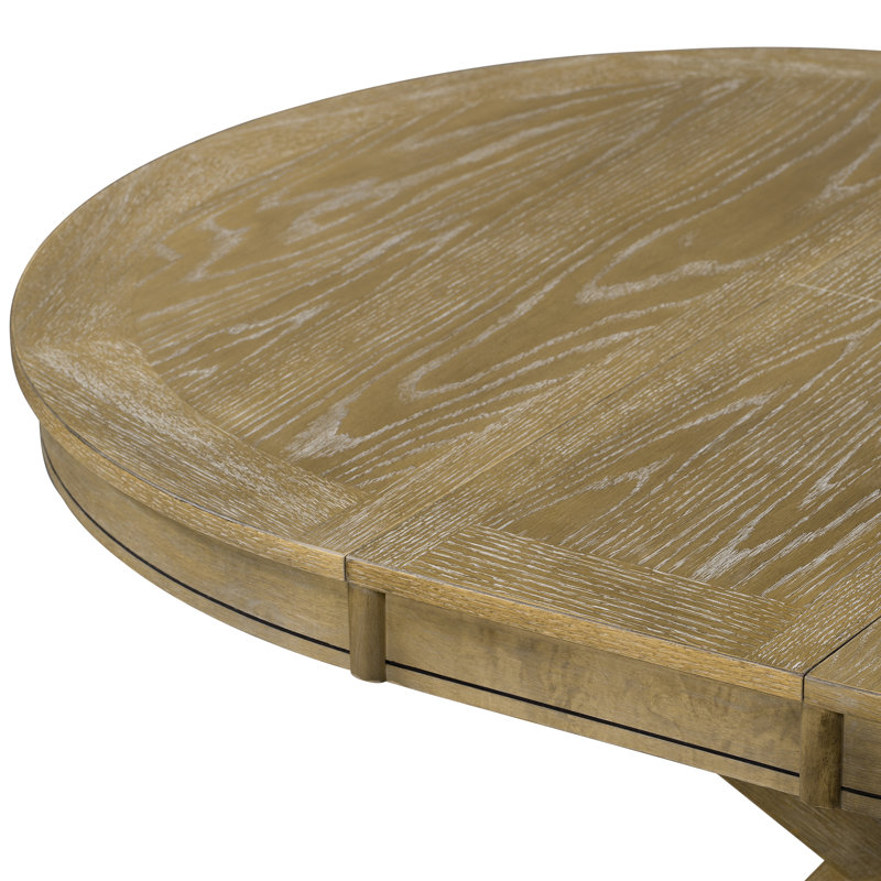 Table de salle à manger extensible rétro avec rallonge papillon de 12 pouces Retro, Bois naturel délavé