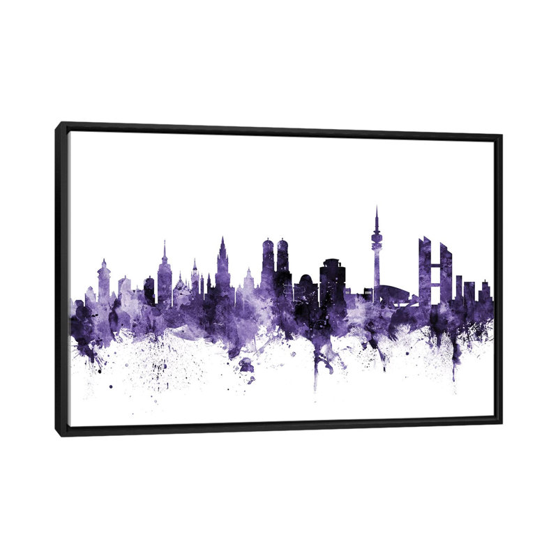 «Munich, Allemagne» par Michael Tompsett, impression sur toile tendue, H 40 po x l 60 po x P 1,5 po, Toile avec cadre noir