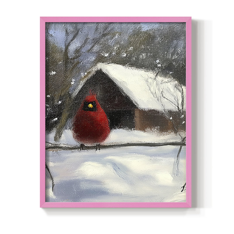 «Christmas Holiday Art CDXLV», reproduction d'art encadrée - bois massif, H 11 po x l 9 po, Rose