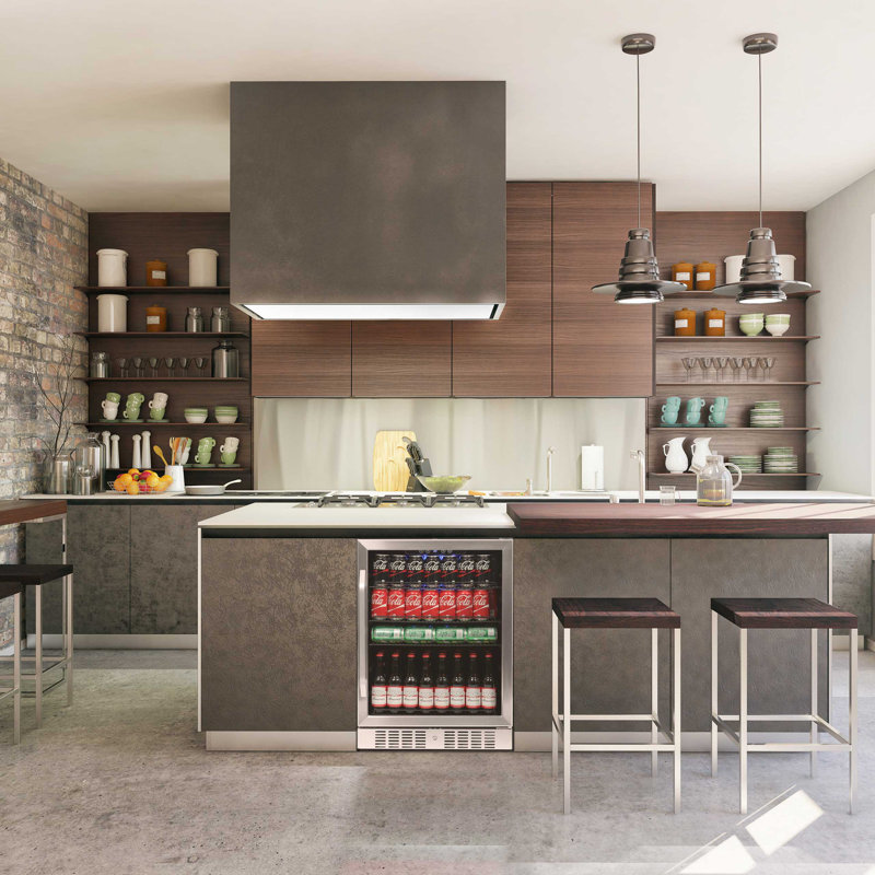 Stainless Steel 177-Can Beverage Fridge with Glass Door