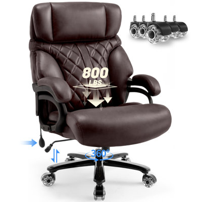 Grand et grand fauteuil de bureau 800LBS pour personnes lourdes, siège extra large et lombaire réglable, fauteuil de direction robuste à haut dossier, grand fauteuil de bureau d'ordinateur confortable pour le bureau