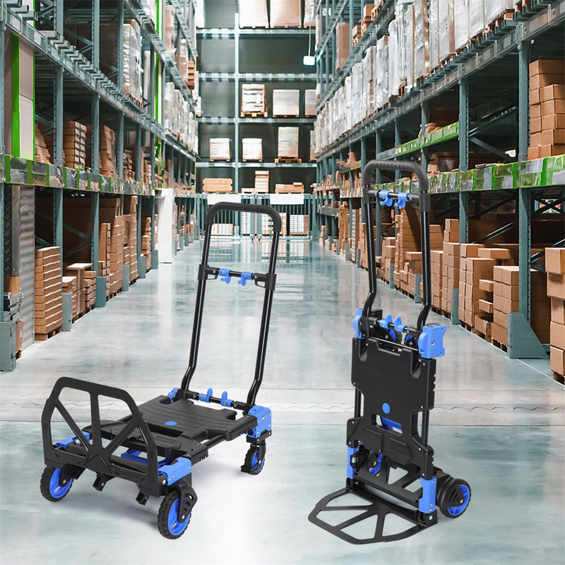 330 lb Chariot à main capacité pliable, Bleu