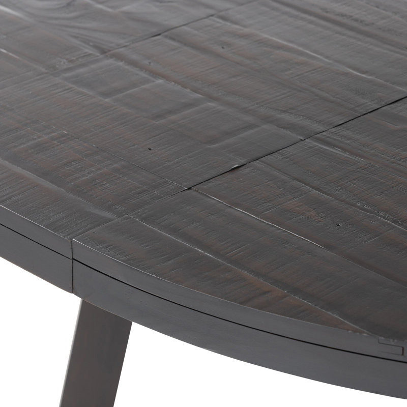 Eberwin Round Extended Natural Dining Table, Dark Carbon