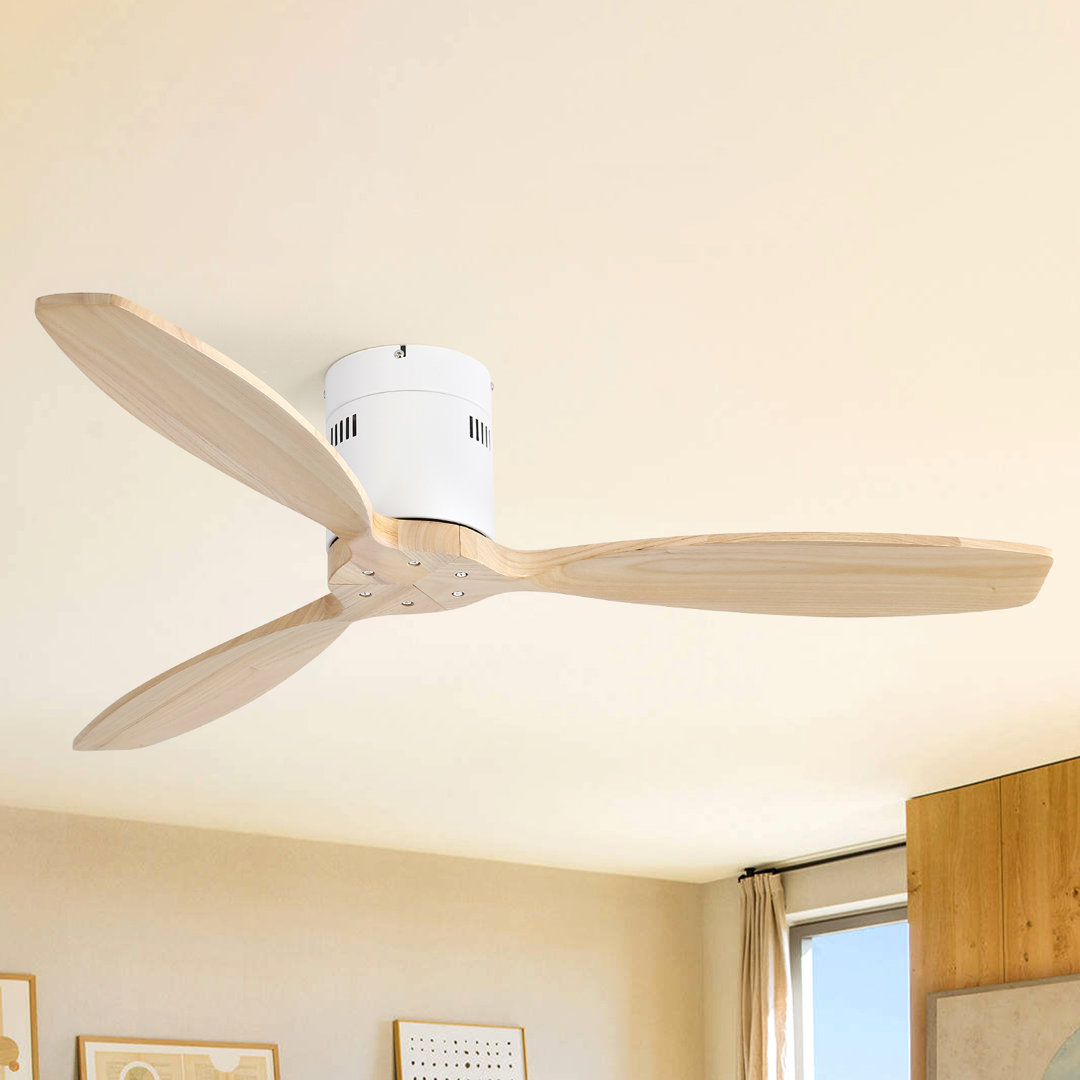 Rachel 52" 3-Solid Blade Propeller Flush Mount Ceiling Fan Without Light Sofucor Blade 