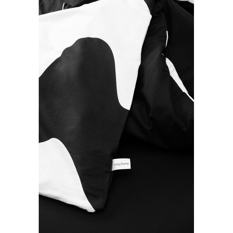 Luxury 100% Cotton Ranforce Double Quilt Cover Set, Black, 78.7 x 78.7 inches | Includes 2 Pillowcases (31.5 x 31.5 inches) | Reactive Printing, Machine Washable, Elegant Button Closure | Soft, Breathable & Durable Bedding