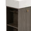 Meuble-lavabo moderne avec lavabo en céramique, armoire à grain de bois autoportante à porte droite avec rangement ouvert et fermé