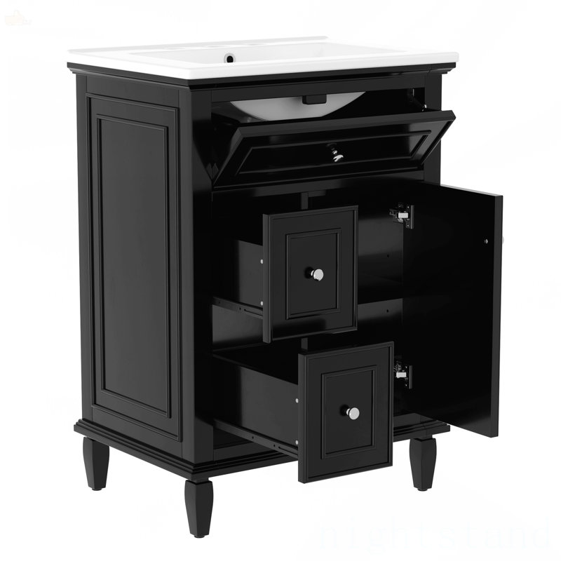 Meuble-lavabo 24 po avec lavabo, Noir