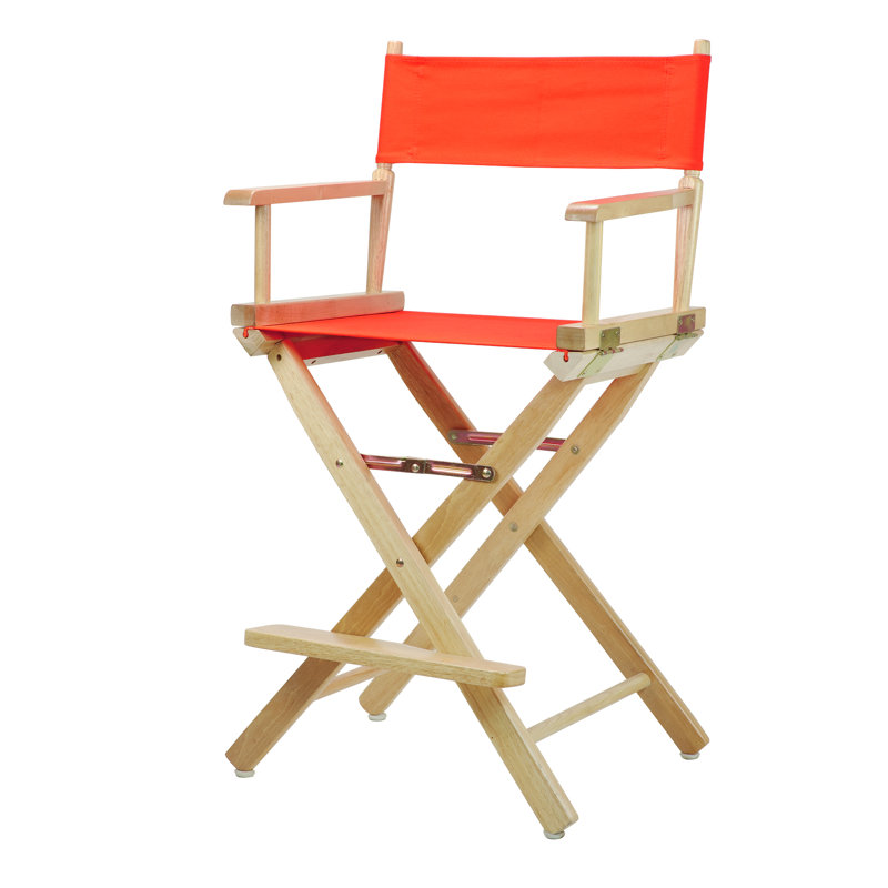 Chaise de réalisateur pliante 24 po, Orange, Chêne miel