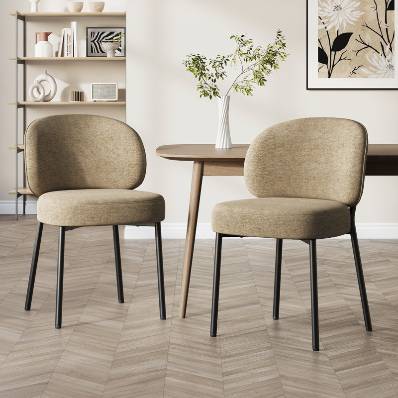 Upholstered Dining Chair with Thick Cushioned Seat, Camel