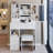 29.2-Inch Left Drawer Desktop Dressing Table + Padded Stool,Extra Large Right Sliding Mirror-1120533113