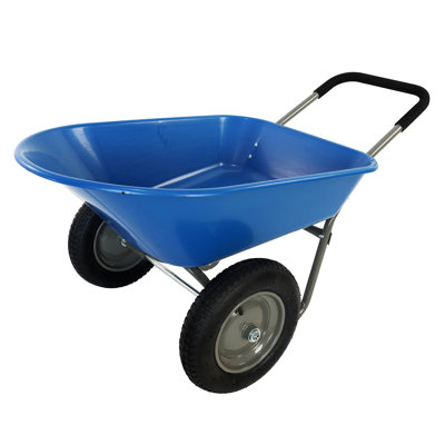 Wheel Barrow Two Wheeled Trolley For Blue Garden 15 Inch Pneumatic Wheel