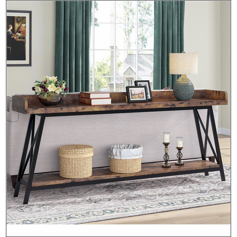 70.9" Extra Long Industrial Console Table, Rustic Brown Sofa Table Behind Couch, Narrow Entryway Hallway Bar Table, Tall Accent Furniture for Living Room