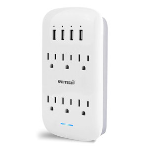 6 Outlet Extender with 4 USB Charging Ports(4.2A Total),Wall Mount Outlet Plugs 900 Joules