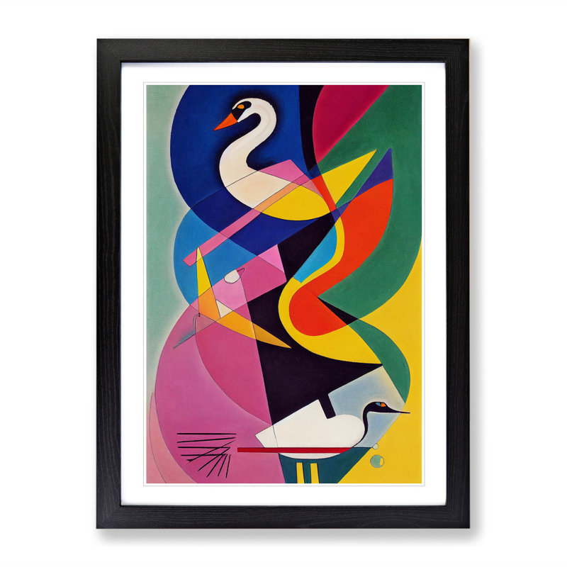 Swan in Abstract - Framed Print, Black Framed, 64cm H x 46cm W x 2cm D