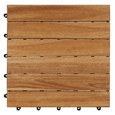Dalles de terrasse emboîtables en bois brun de 30,5 cm x 30,5 cm (12 po x 12 po) - Paquet de 24 pièces