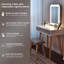 Ensemble de coiffeuse avec miroir à luminosité réglable et tabouret rembourré, coiffeuse et coiffeuse avec organisateur de maquillage gratuit