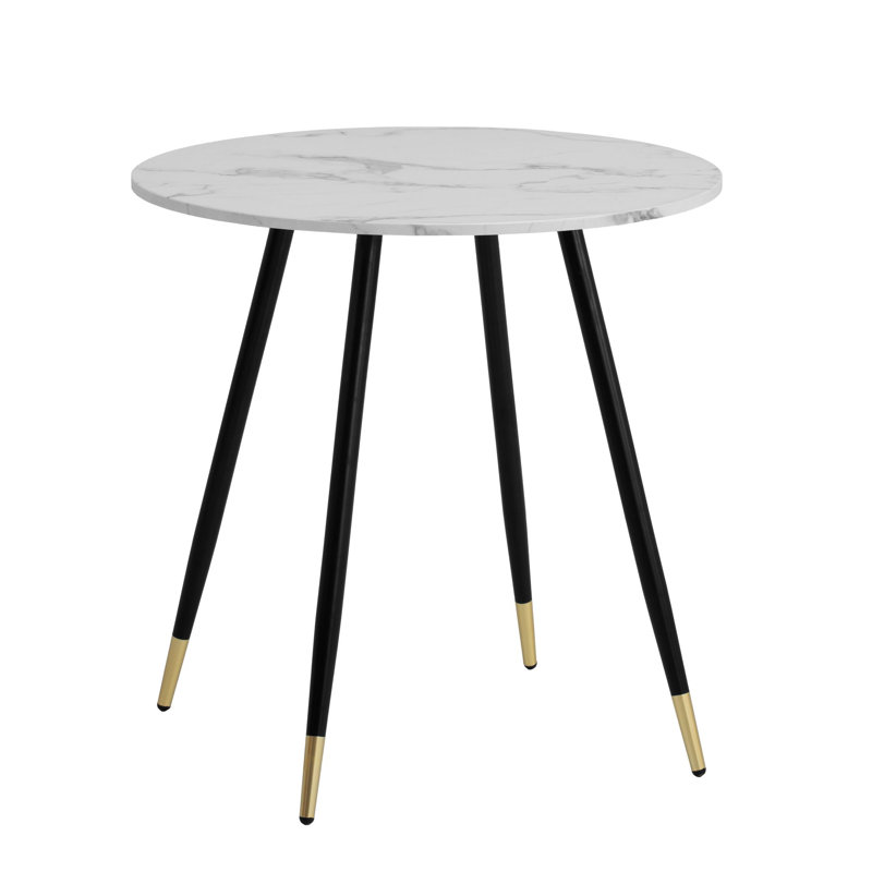Round Metal Base Dining Table, White