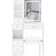 Meuble-lavabo de 29,2 po avec tabouret de bureau et tabouret rembourré de 29,2 po à gauche, miroir à DEL réglable en luminosité, rangement à grande capacité pour les petits espaces
