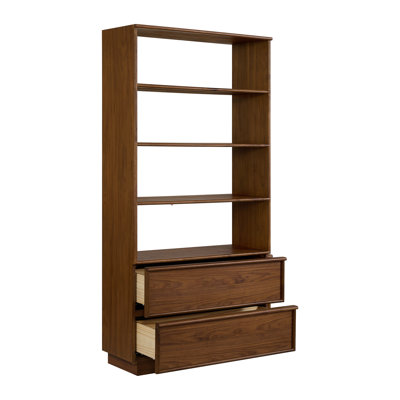 Collins 72" Freestanding Bookcase With Storage In Natural Walnut