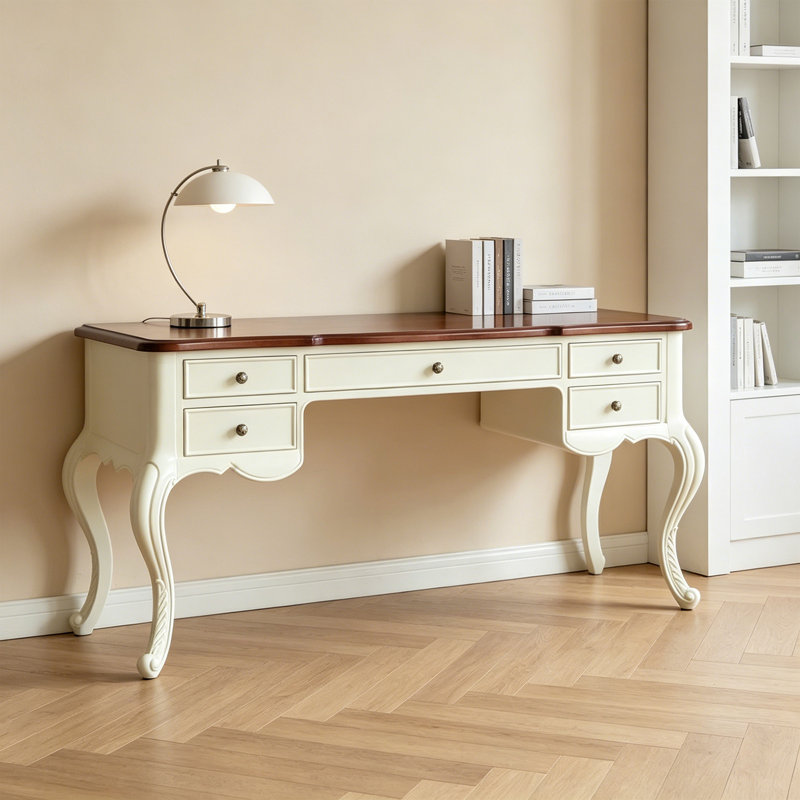Classical Simple White Solid Wood Writing Desk