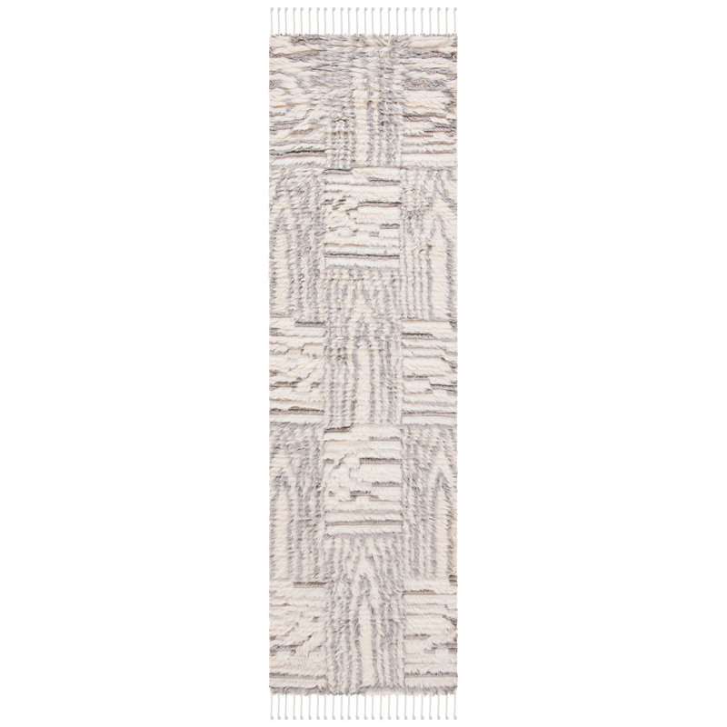 Tapis abstrait noué à la main 80% laine et 20% viscose Donata, Tapis de couloir 2 pi 3 po x 8 pi