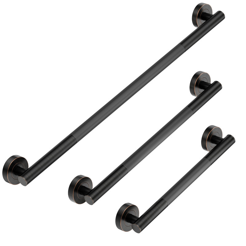 Barre d'appui moletée de sécurité pour salle de bain, ensemble de 3, 18'', 24'', 36'', Bronze frotté à l'huile